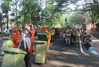 Pemerintah Kabupaten Nganjuk dalam rangka merayakan HUT Kemerdekaan RI Ke-78 mengadakan pawai budaya, Minggu (20/8/2023).