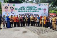 Pemprov Bengkulu upacara Bulan K3 di halaman Parkir Bencoolen Mall Bengkulu, 01/02/2024. (Foto: Yusuf/Penarafflesia.com).