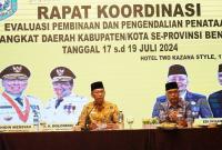 Rapat koordinasi (Rakor) evaluasi pembinaan dan pengendalian penataan perangkat darah kabupaten/kota se-Provinsi Bengkulu, pada 17-19 Juli 2024.