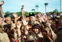Gubernur Bengkulu Helmi Hasan memimpin Apel Besar peringatan Hari Pramuka ke-64 Tahun 2025, Kamis (14/8).