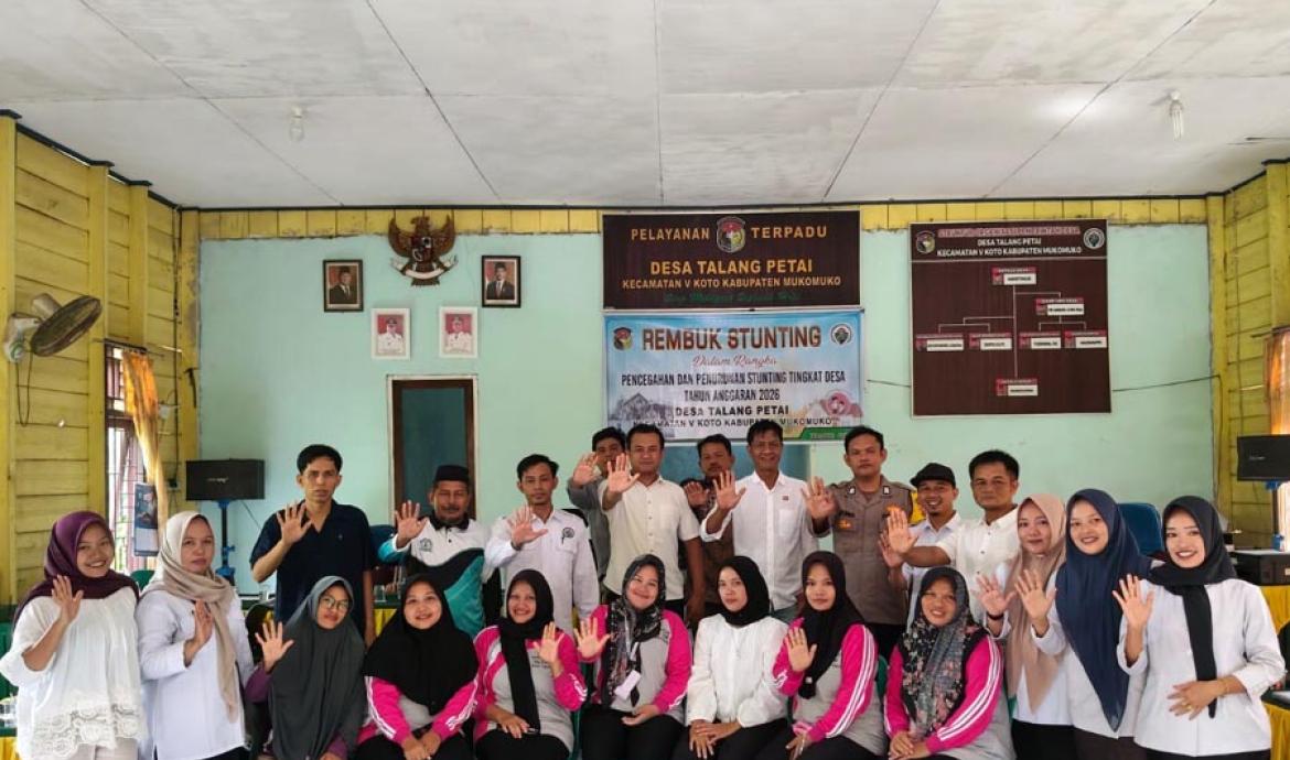 Pemerintah Desa Talang Petai saat menggelar kegiatan Rembuk Stunting yang berlangsung di kantor desa setempat, Kamis (4/6/2026). (Oye/PenaRafflesia.Com)
