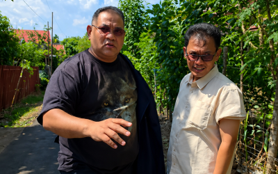 Ketum JMSI, Teguh Santosa bersama Rahimandani saat meninjau TKP penembakan di Jl Kinal Baru, Pematang Gubernur. 