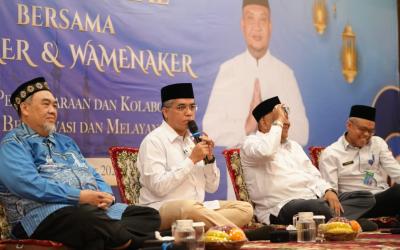 acara Halal Bihalal Kemnaker 2026 di Gedung Kemnaker, Jakarta, Senin (30/3/2026).