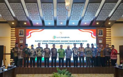 Rapat Umum Pemegang Saham (RUPS) Tahun Buku 2025 yang digelar di Aula H. Mochtar Azehari, Graha Bank Bengkulu, Rabu (28/1). 