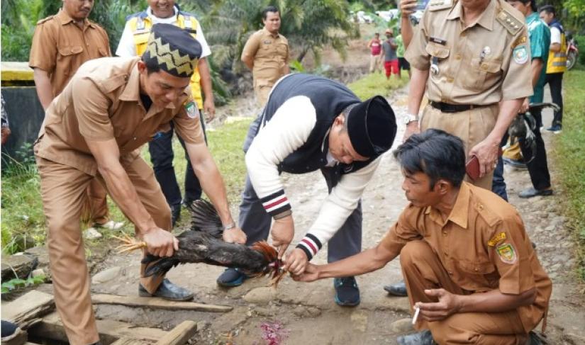 Sebagai bentuk wujud syukur atas dibangunan jalan Desa Tenangan-Rawa Sari yang bersumber dari dana Instruksi Presiden (Inpres) 2023. Masyarakat Desa Rawa Sari potong 12 tumpeng dan Menyembelih ayam di atas jembatan yang akan dibangun.