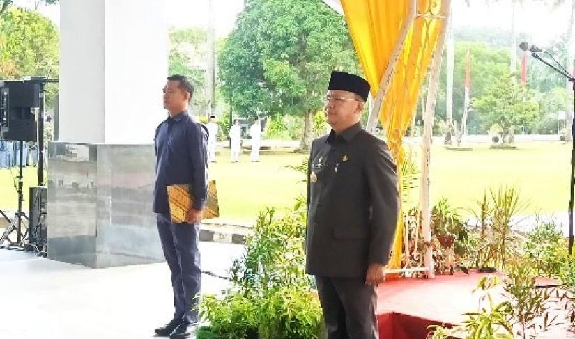 Upacara Peringatan Hari Kebangkitan Nasional Tingkat Provinsi Bengkulu Tahun 2023 di Halaman lapangan Upacara Kantor Gubernur, Bengkulu, Senin (22/5/2023).