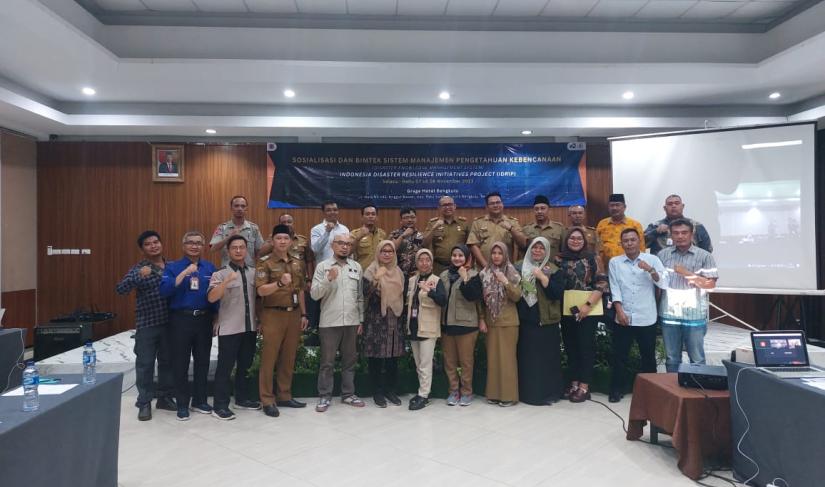 Sosialisasi Disaster Knowledge Management System (DKMS) yang berlangsung sejak tanggal 7-8 November 2023 di Grage Hotel Bengkulu.