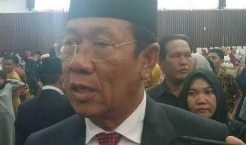 Ketua DPRD Provinsi Bengkulu Isnan Fajri Saat DIwawancarai Wartawan UsaI Rapat Paripurna Foto/Dok