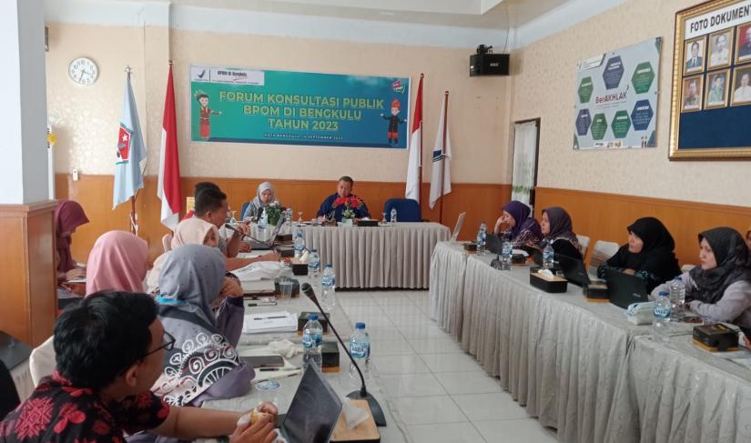 Balai Pengawas Obat dan Makanan (BPOM) di Bengkulu menggelar konsultasi publik di Kantor BPOM Kota Bengkulu, Jumat (15/9/23).