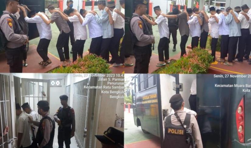 Proses Pengamanan dari Rutan Bengkulu ke Pengadilan Negeri Bengkulu.