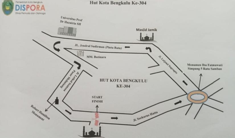 Rute kegiatan jalan santai yang akan diselenggarakan, Jumat (10/3/23)