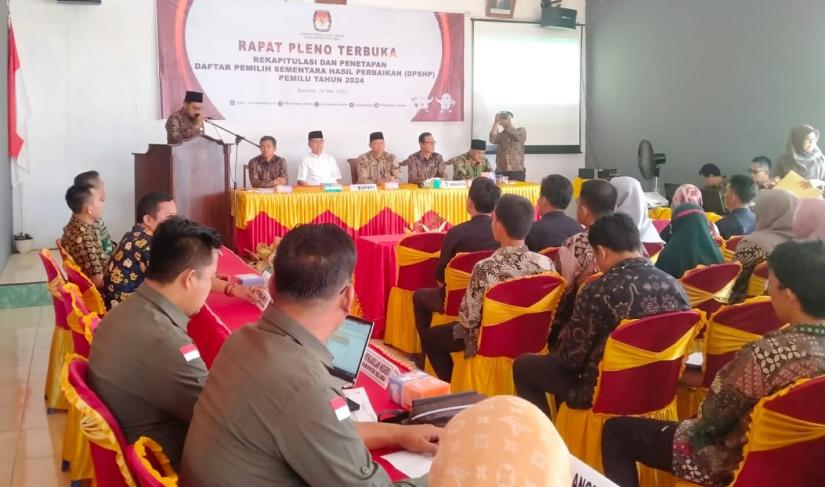 Rapat Pleno Terbuka Penetapan DPS-HP tingkat Kabupaten Seluma, di Hotel Arnanda Tais