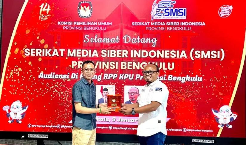 Audiensi SMSI ke KPU Provinsi Bengkulu.