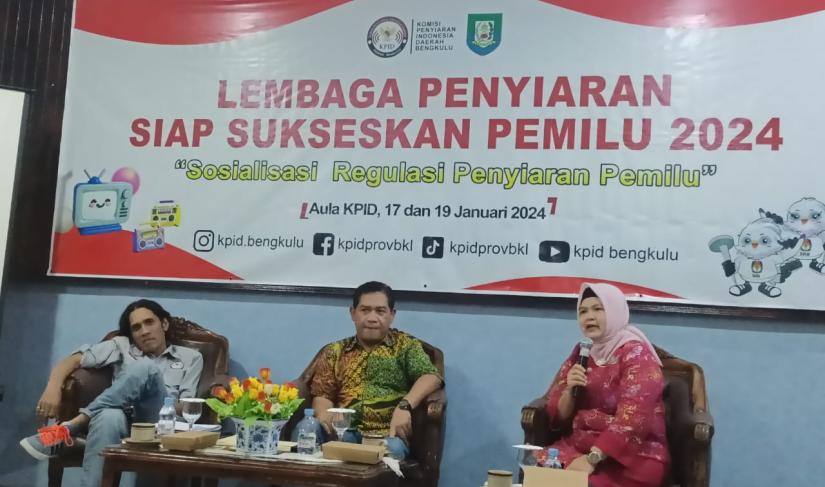 Sosialisasi peran Lembaga Penyiaran dalam menyukseskan Pemilu 2024 di Aula KPID Provinsi Bengkulu, Kamis (18/1/24). (Foto: Yusuf/Penarafflesia.com).