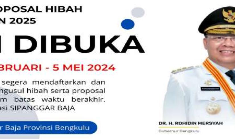Pemprov Bengkulu Membuka Penerimaan Proposal Hibah untuk APBD TA.2025 Melalui Sipanggar Baja Foto/Dok