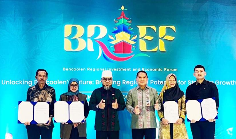 “Unlocking Bencoolen Future: Bridging Regional Potential for Stronger Growth” ini berlangsung di Hotel Mercure Bengkulu, Senin (27/10/2025).