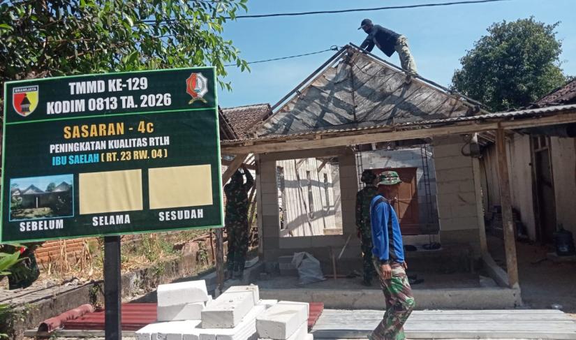Salah satu sasaran fisik yang saat ini dikebut adalah peningkatan kualitas Rumah Tinggal Layak Huni (RTLH) milik Ibu Saelah, warga RT.023 RW.004 Desa Kesongo.