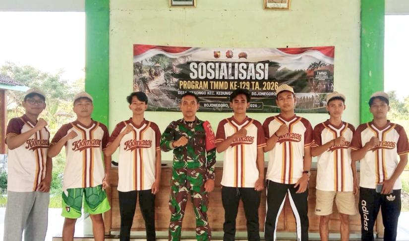 Satgas TMMD juga menggelar Turnamen Bola Voli Antar Desa se-Kecamatan Kedungadem yang sukses menyedot antusiasme ratusan warga, Minggu (19/7/2026).