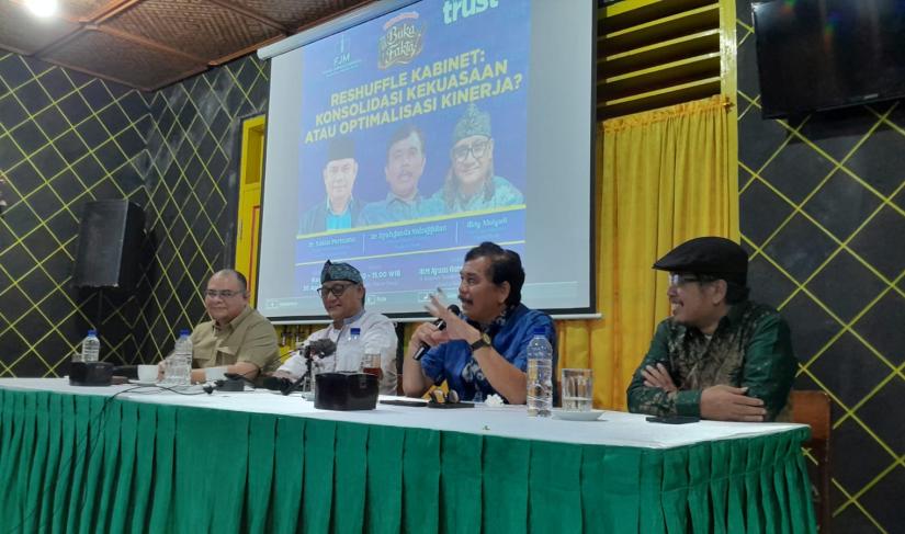 Diskusi Media BUKA FAKTA yang digelar Forum Jurnalis Merdeka bekerja sama dengan MediaTrust.ID di Jakarta, Kamis (30/4/2026). 