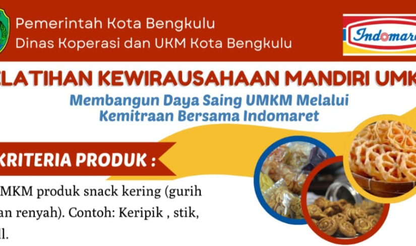 Dinas Koperasi dan Usaha Kecil Menengah (UKM) mengumumkan pembukaan pendaftaran Pelatihan Kewirausahaan Mandiri UMKM.