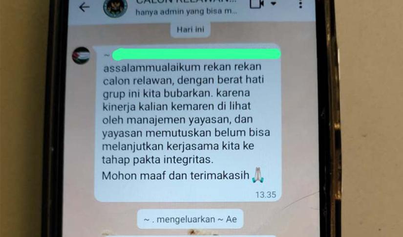 Pengumuman disalah satu Grup Relawan