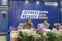 Konferensi pers realisasi APBN Bengkulu per Juli 2023.