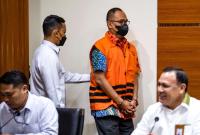  Ketua KPK Firli Bahuri saat konferensi pers di Gedung Merah Putih KPK, Jakarta, Senin (3/4/2023).