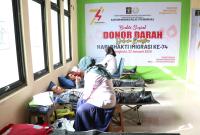 Kegiatan donor darah peringatan Hari Bakti Imigrasi dilaksanakan di Media Centre Kanwil Kemenkumham Bengkulu. (foto : Fatmala/Yusuf).