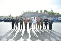 Apel Gabungan Pengamanan Pemilu 2024 di Halaman Balai Kota Merah Putih, Bengkulu, dengan Kapolresta Deddy Nata dan Pj Walikota Arif Gunadi, 25 Januari (FOTO: MC Kota)