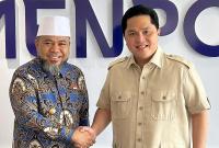 Menpora RI Erick Thohir sambut kunjungan Gubernur Bengkulu, Helmi Hasan, untuk membahas penguatan dan percepatan program pengembangan pemuda dan olahraga di Provinsi Bengkulu, Rabu (22/10). 