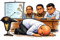 Karikatur Bupati Nias Utara, Amizaro Waruwu bersujud 
